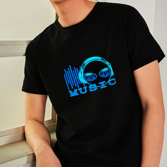 Voice and Sound-activated Led Light-emitting T-shirt Male or Female