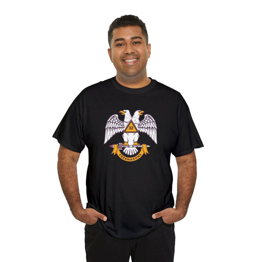 Wings Down  Mason / Masonic Front and Back Print Unisex Heavy Cotton Tee