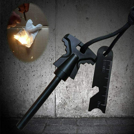 Emergency Survival Magnesium Fire Starter 6-in-1 Tool with 15000 Strikes