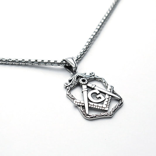 Freemason Pendant Men's Necklace or  Men's Titanium Steel Pendant