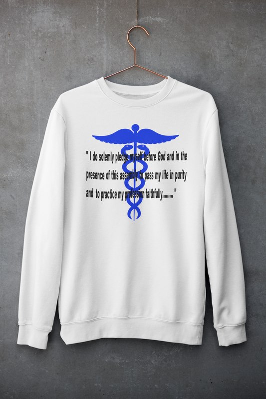 Medical Caduceus Symbol w/ Creed - Adult Man or Woman Heavy Blend Long Sleeve Sweatshirt