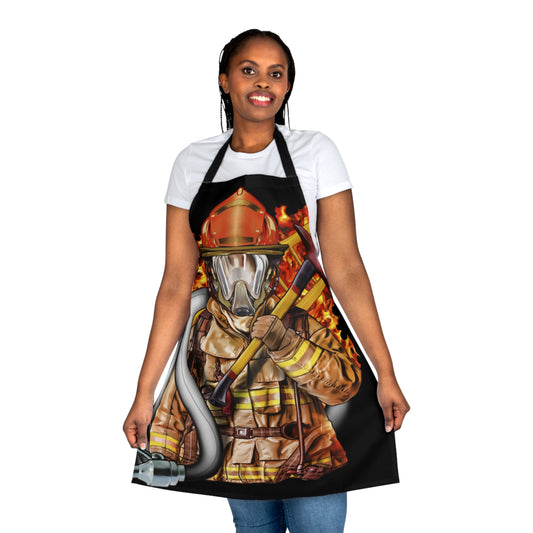 Fire Fighter Apron Silhouetted Fire Fighter - One Size