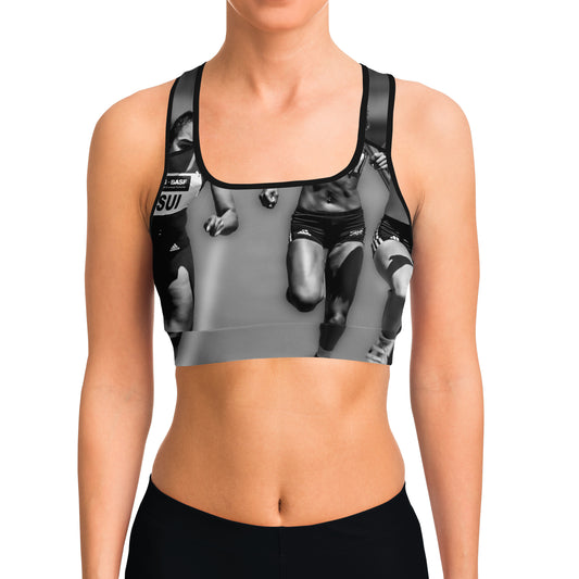 All Over Print Runners Sports Bra Featuring Female Runners