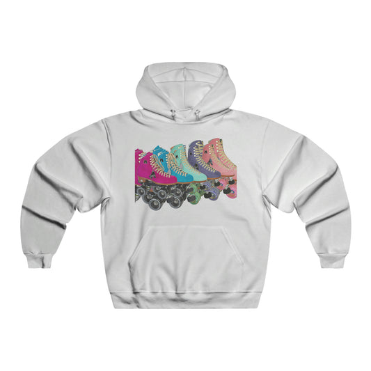 Roller Skate Retro Look Unisex Hooded Sweatshirt Front and Back Print