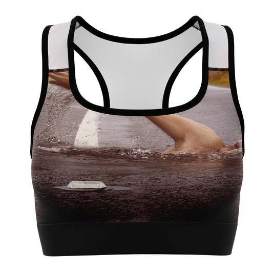 All Over Print Sports Bra Featuring Female Swimmer